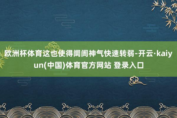 欧洲杯体育这也使得阛阓神气快速转弱-开云·kaiyun(中国)体育官方网站 登录入口