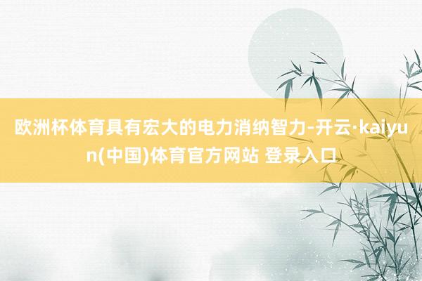 欧洲杯体育具有宏大的电力消纳智力-开云·kaiyun(中国)体育官方网站 登录入口
