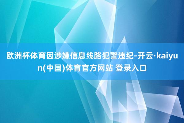 欧洲杯体育因涉嫌信息线路犯警违纪-开云·kaiyun(中国)体育官方网站 登录入口