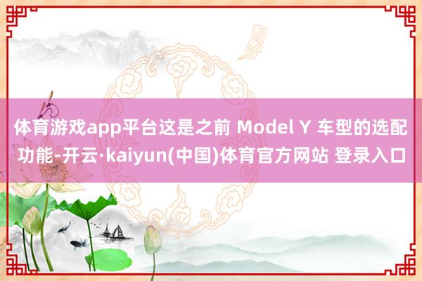 体育游戏app平台这是之前 Model Y 车型的选配功能-开云·kaiyun(中国)体育官方网站 登录入口