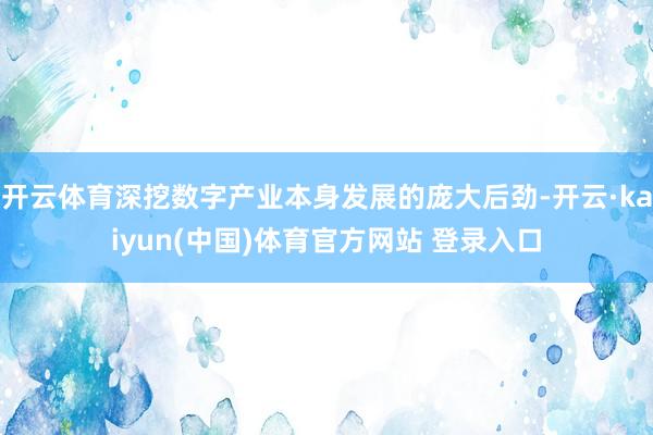 开云体育深挖数字产业本身发展的庞大后劲-开云·kaiyun(中国)体育官方网站 登录入口