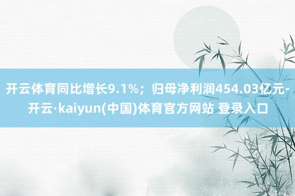 开云体育同比增长9.1%；归母净利润454.03亿元-开云·kaiyun(中国)体育官方网站 登录入口