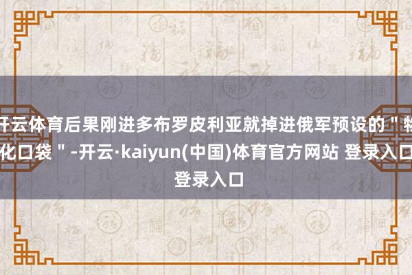 开云体育后果刚进多布罗皮利亚就掉进俄军预设的＂物化口袋＂-开云·kaiyun(中国)体育官方网站 登录入口